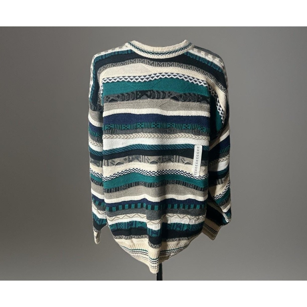 Vintage 90s Florence Tricot 3D Knit Sweater Men's M Coogi Style Multicolor NWT